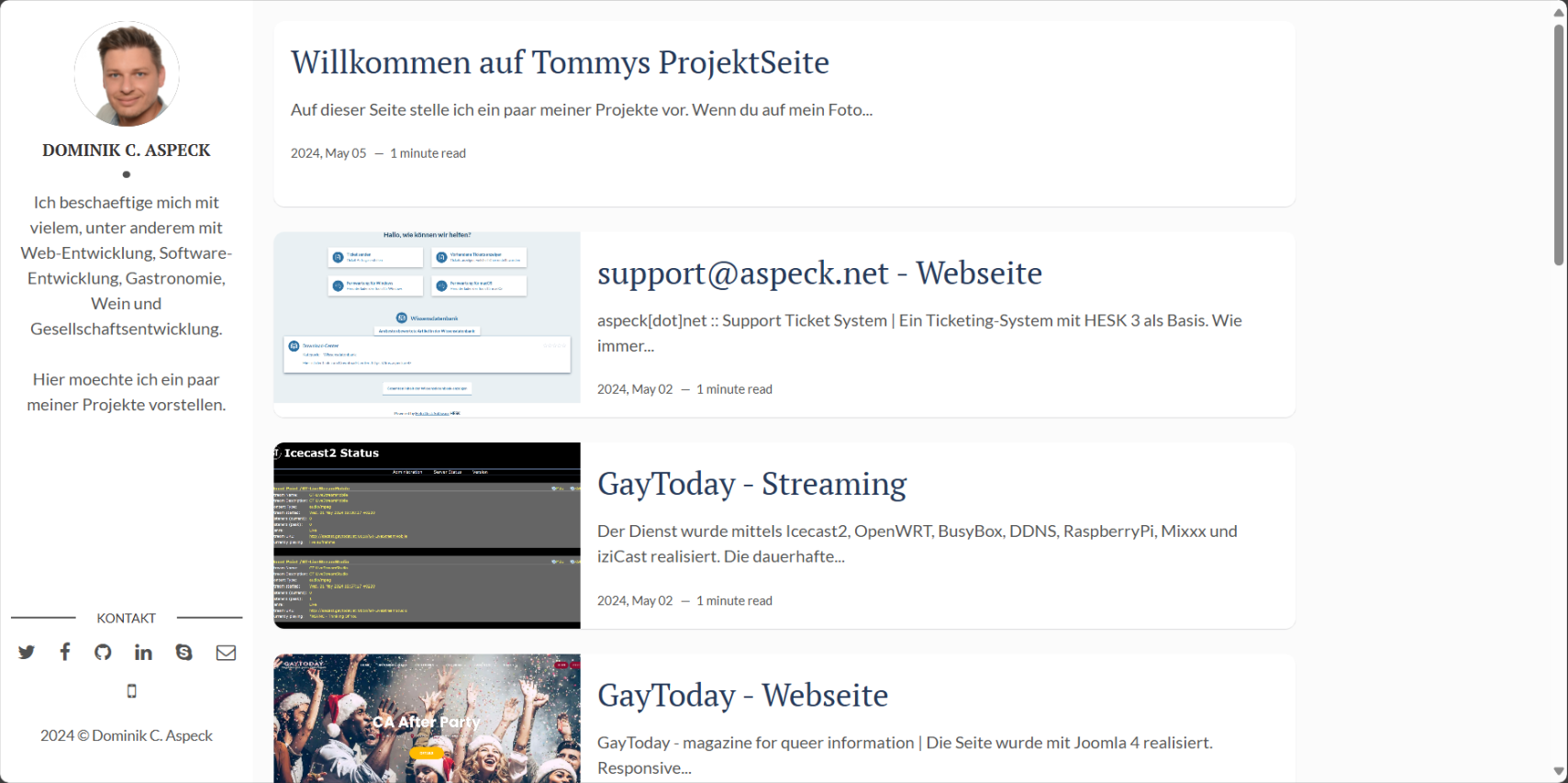 Tommys - Projekt - Webseite